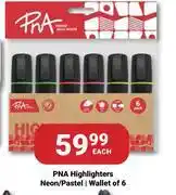 PNA PNA Highlighters Neon/Pastel Wallet Of 6-Each offer
