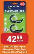 PNA Bostik Clear Tape & Dispenser Value Pack Pack Of 2 18mm x 20m-Each offer