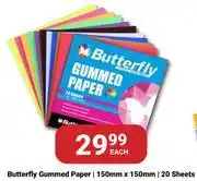PNA Butterfly Gummed Paper 150mm x 150mm 20 Sheets-Each offer