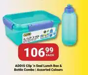PNA Addis Clip n Seal Lunch Box & Bottle Combo Assorted Colours-Each offer