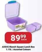 PNA Addis Munch Square Lunch Box Assorted Colours-1.15L Each offer