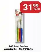 PNA RGS Round Paint Brushes Assorted Set No.2/8/12/16-Each offer