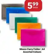 PNA Meeco Carry Folder A4 In Assorted Colours-Each offer