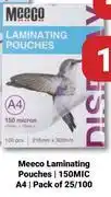 PNA Meeco Laminating Pouches 150MIC, A4 (Pack Of 25) offer