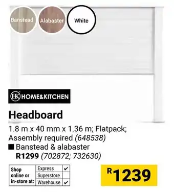 Builders Warehouse Home & Kitchen Headboard offer