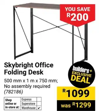 Builders Warehouse Skybright Office Folding Desk offer