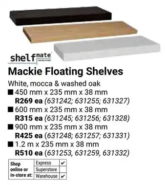 Builders Warehouse Shelfmate Mackie Floating Shelves offer