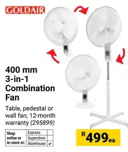 Builders Warehouse Goldair 3-in-1 Combination Fan offer