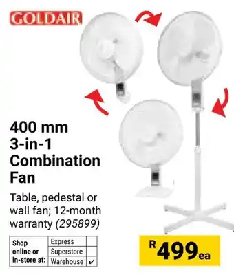 Builders Warehouse Goldair 3-in-1 Combination Fan offer