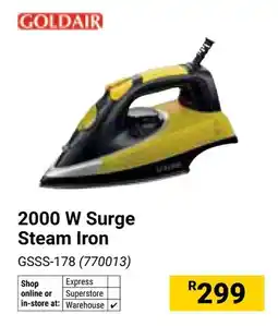 Builders Warehouse Goldair 2000 W Surge Steam Iron offer