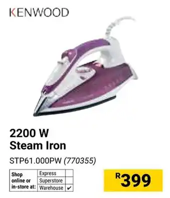 Builders Warehouse KENWOOD 2200 W Steam Iron offer