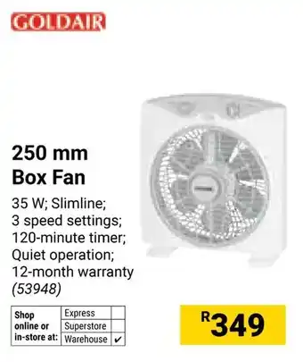 Builders Warehouse Goldair Box Fan offer