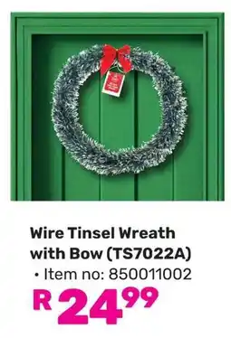 Game Wire Tinsel Wreath with Bow offer