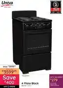 Bradlows Univa 4 Plate Black Stove U405-1 10020441 offer