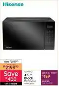 Bradlows Hisense 45L Black Microwave H45MOBS5X 10302112 offer
