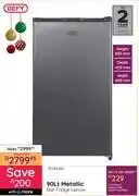 Bradlows Defy 90L Metallic Bar Fridge DBF90M 10293485 offer
