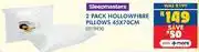 Russells Sleepmasters 2 Pack Hollowfibre Pillows 45 x 70cm 10119630 offer