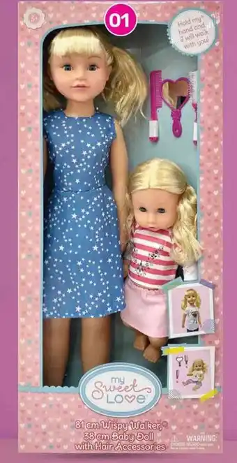 Game 81 cm Wispy Walker Doll with 38 cm Baby Doll with Hair Assorted offer