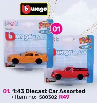 Game 1:43 Diecast Car Assorted offer