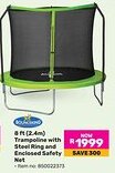 Game Bounceking 8 ft Trampoline with Steel Ring and Enclosed Safety Net offer