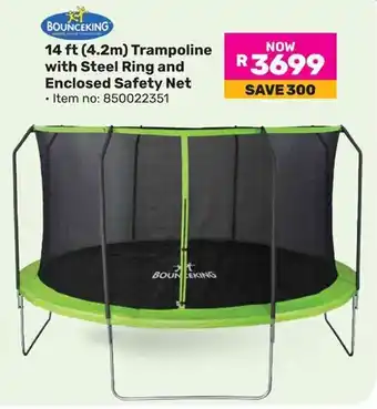 Game Bounceking 14 ft Trampoline with Steel Ring and Enclosed Safety Net offer