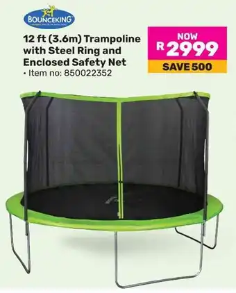 Game Bounceking 12 ft Trampoline with Steel Ring and Enclosed Safety Net offer