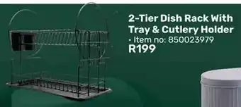 Game Mainstays 2-Tier Dish Rack With Tray & Cutlery Holder offer