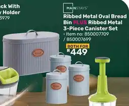 Game Mainstays Ribbed Metal Oval Bread Bin PLUS Ribbed Metal Canister Set offer