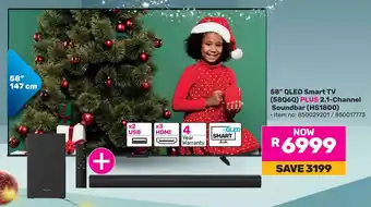 Game Hisense 58" QLED Smart TV PLUS 2.1-Channel Soundbar offer