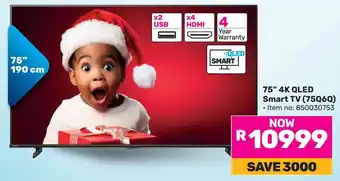 Game Hisense 75" 4K QLED Smart TV offer