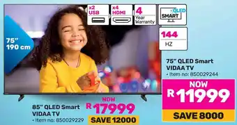 Game Hisense 75" QLED Smart VIDAA TV offer