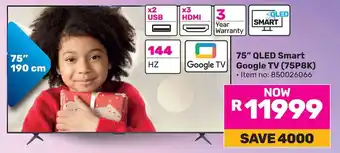 Game TCL 75" QLED Smart Google TV offer