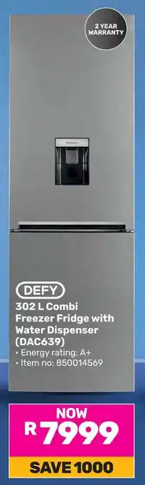 Game DEFY Combi Freezer Fridge with Water Dispenser offer