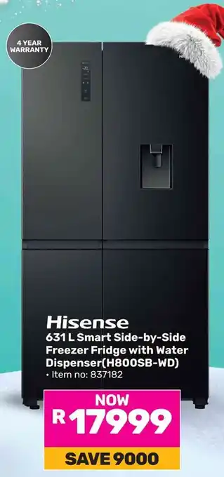Game Hisense Smart Side-by-Side Freezer Fridge with Water Dispenser offer
