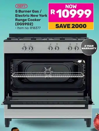 Game Defy 5 Burner Gas/ Electric New York Range Cooker offer
