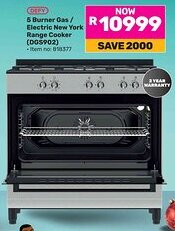 Game Defy 5 Burner Gas/ Electric New York Range Cooker offer
