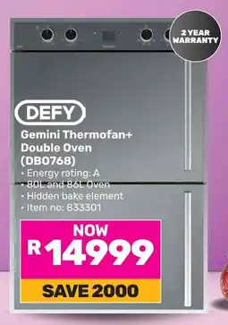 Game DEFY Gemini Thermofan+ Double Oven offer