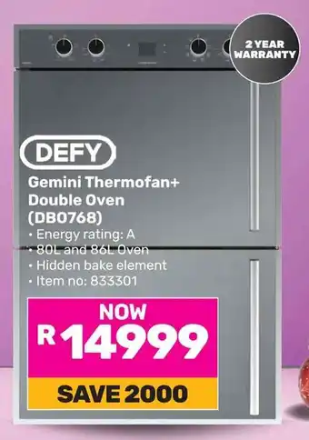 Game DEFY Gemini Thermofan+ Double Oven offer