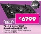 Game DEFY 5-Burner Black Glass Gas Hob offer