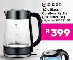 Game Eiger Glass Cordless Kettle offer