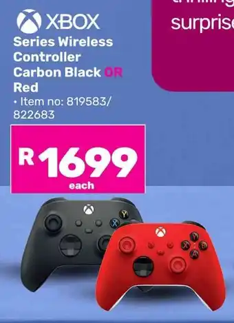 Game XBOX Series Wireless Controller Carbon Black OR Red offer