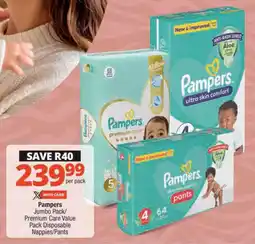 Checkers Pampers Jumbo Pack/ Premium Care Value Pack Disposable Nappies/ Pants offer