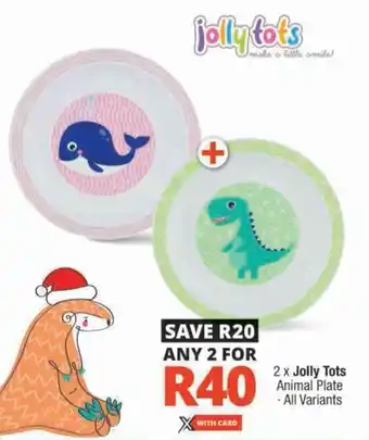 Checkers Jolly Tots Animal Plate offer