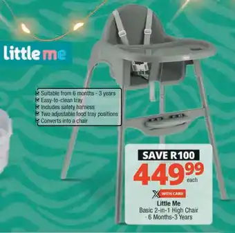 Checkers Little Me Basic 2-in-1 High Chair offer