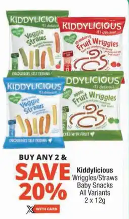 Checkers Kiddylicious Wriggles/ Straws Baby Snacks All Variants offer