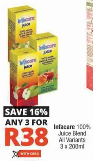 Checkers Infacare 100% Juice Blend All Variants offer