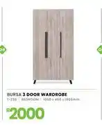 Fair Price Bursa 3 Door Wardrobe 1050 x 460 x 1905mm 1-258 offer