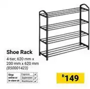 Builders Warehouse Shoe Rack 4 Tier 620mm x 200mm x 620mm (850001423) offer