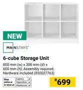 Builders Warehouse Mainstays 6 Cube Storage Unit 800mm (w) x 300mm (d) x 600mm (h) offer