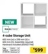 Builders Warehouse Mainstays 4 Cube Storage Unit 602mm (w) x 298mm (d) x 604mm (h) 850027744 offer